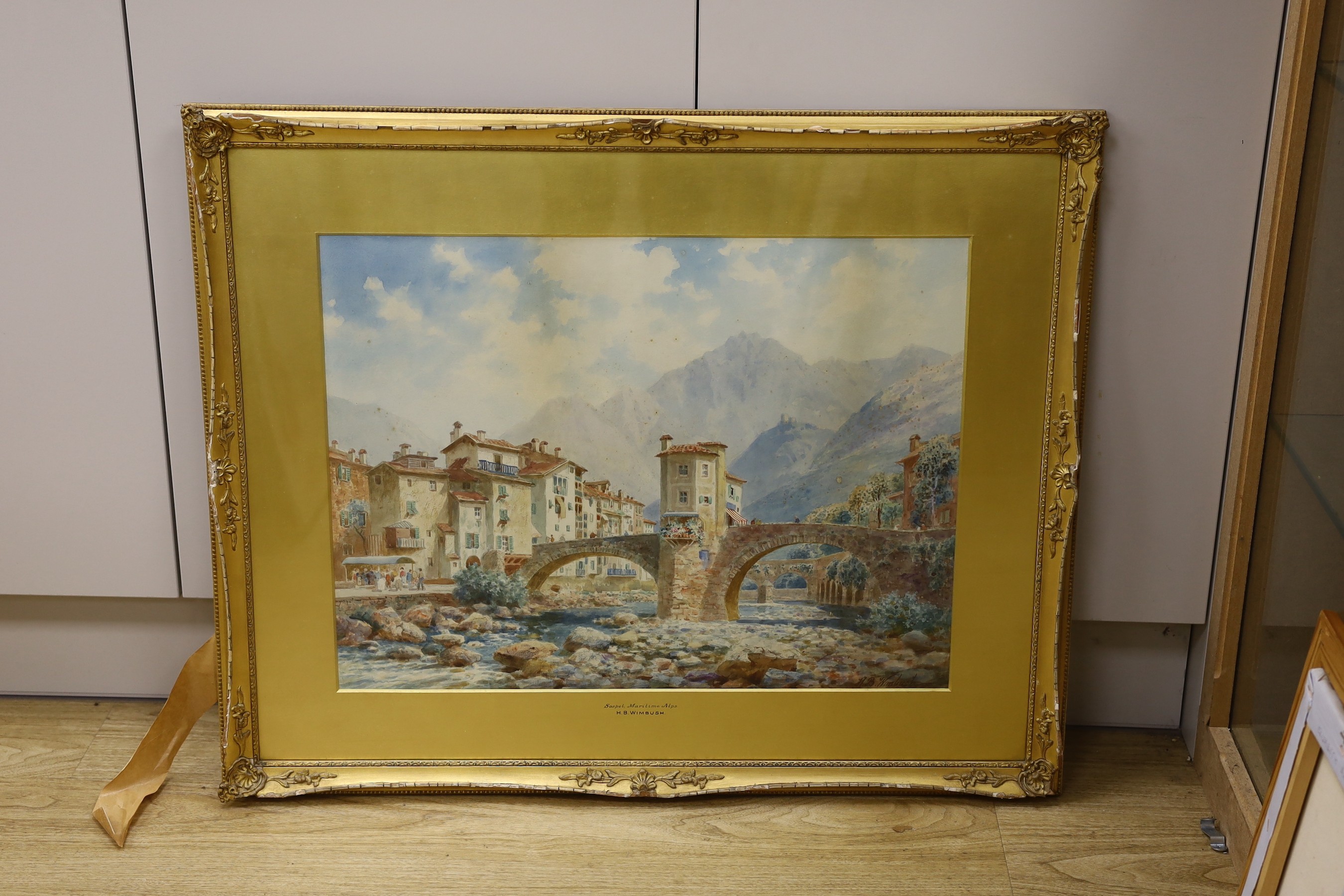 Henry B. Wimbush (1861-1910), watercolour, 'Sospel Maritime Alps', signed, 43 x 58cm